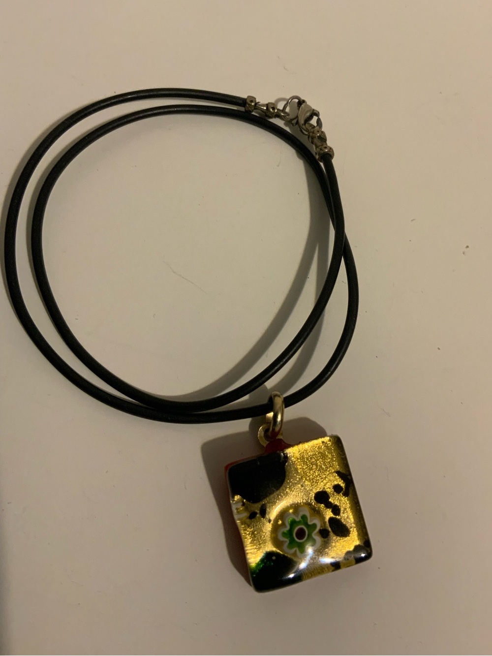 Gold Floral Square Pendant Necklace - Women Jewelry